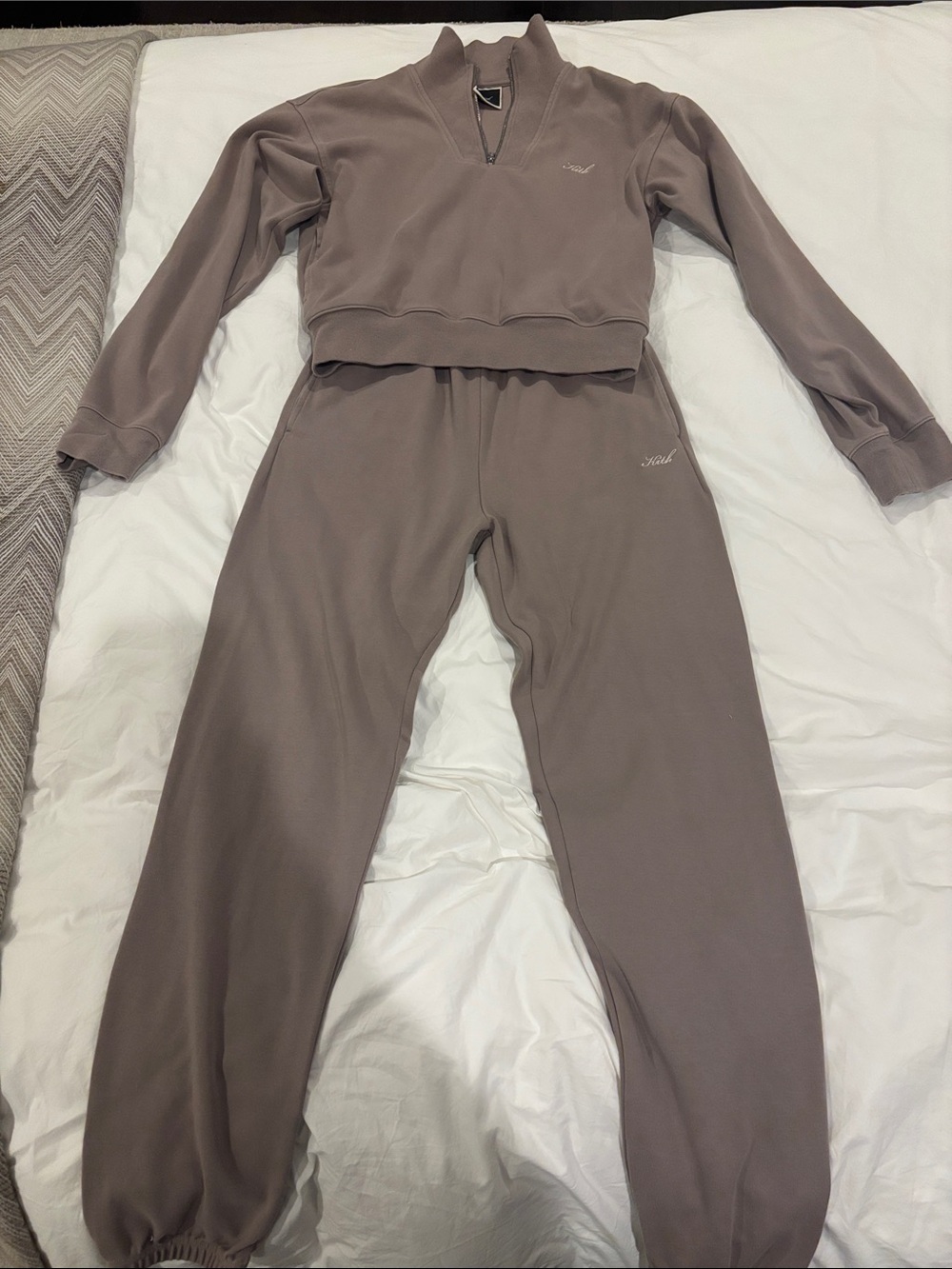 Kith Taupe Cropped Zip Sweatshirt & High-Waist Joggers